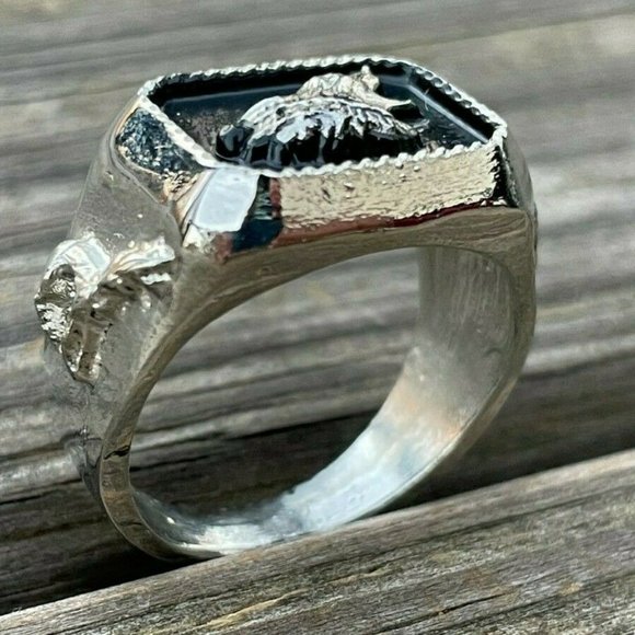 Men Ring Silver Tone Fashion Jewelry Rings Unisex Ring Size 10.5 - Picture 2 of 12